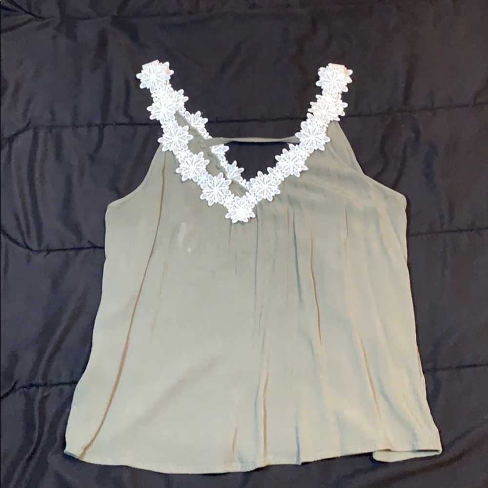 Olive green floral tank